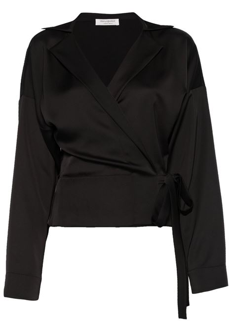 Blusa a portafoglio in nero Philosophy Di Lorenzo Serafini - donna